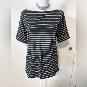 Excellent condition Ralph Lauren grey/shiny silver Striped Boat Neck Top size XL